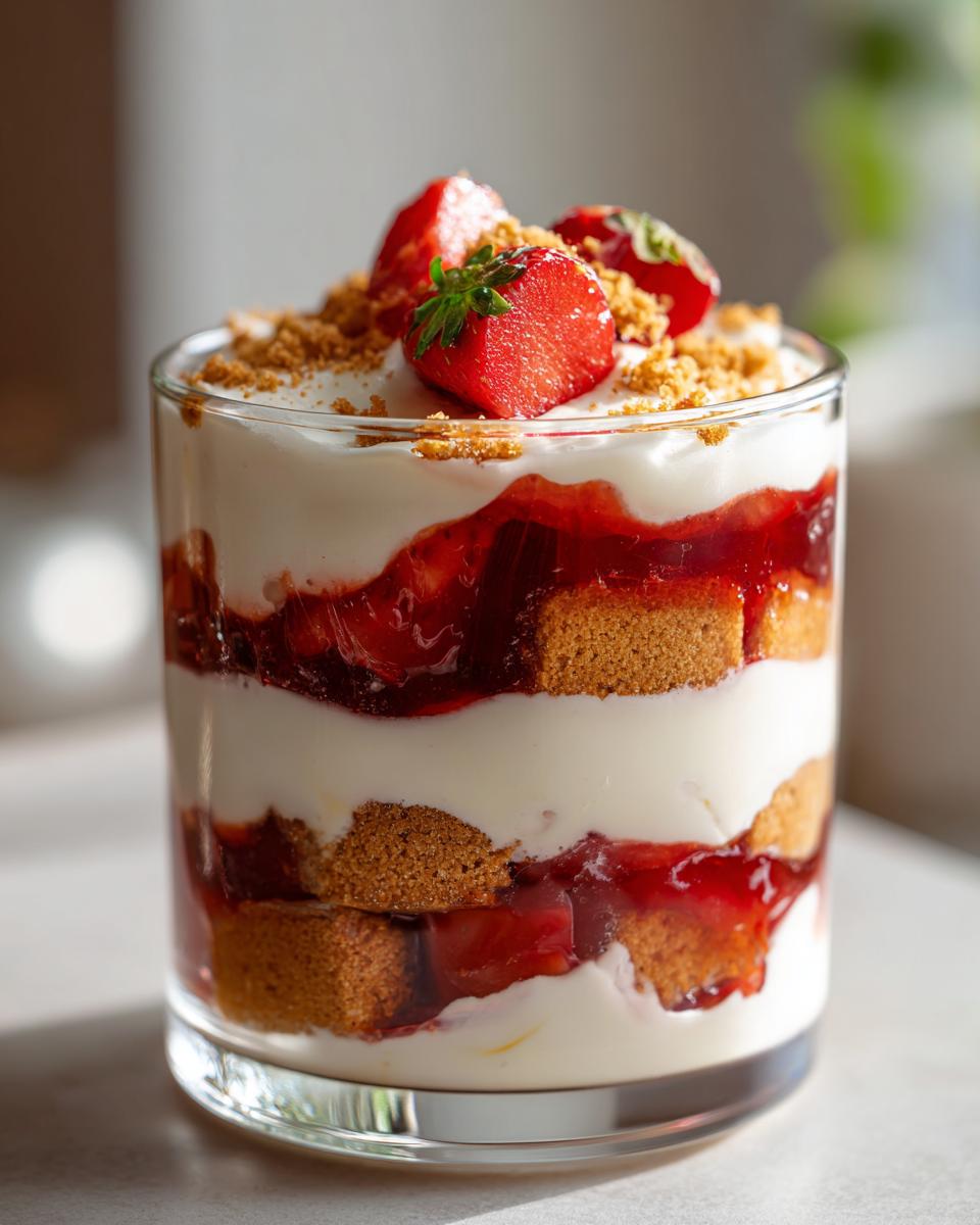 Blitzschnelles Erdbeer Rhabarber Dessert im Glas: 15 Min