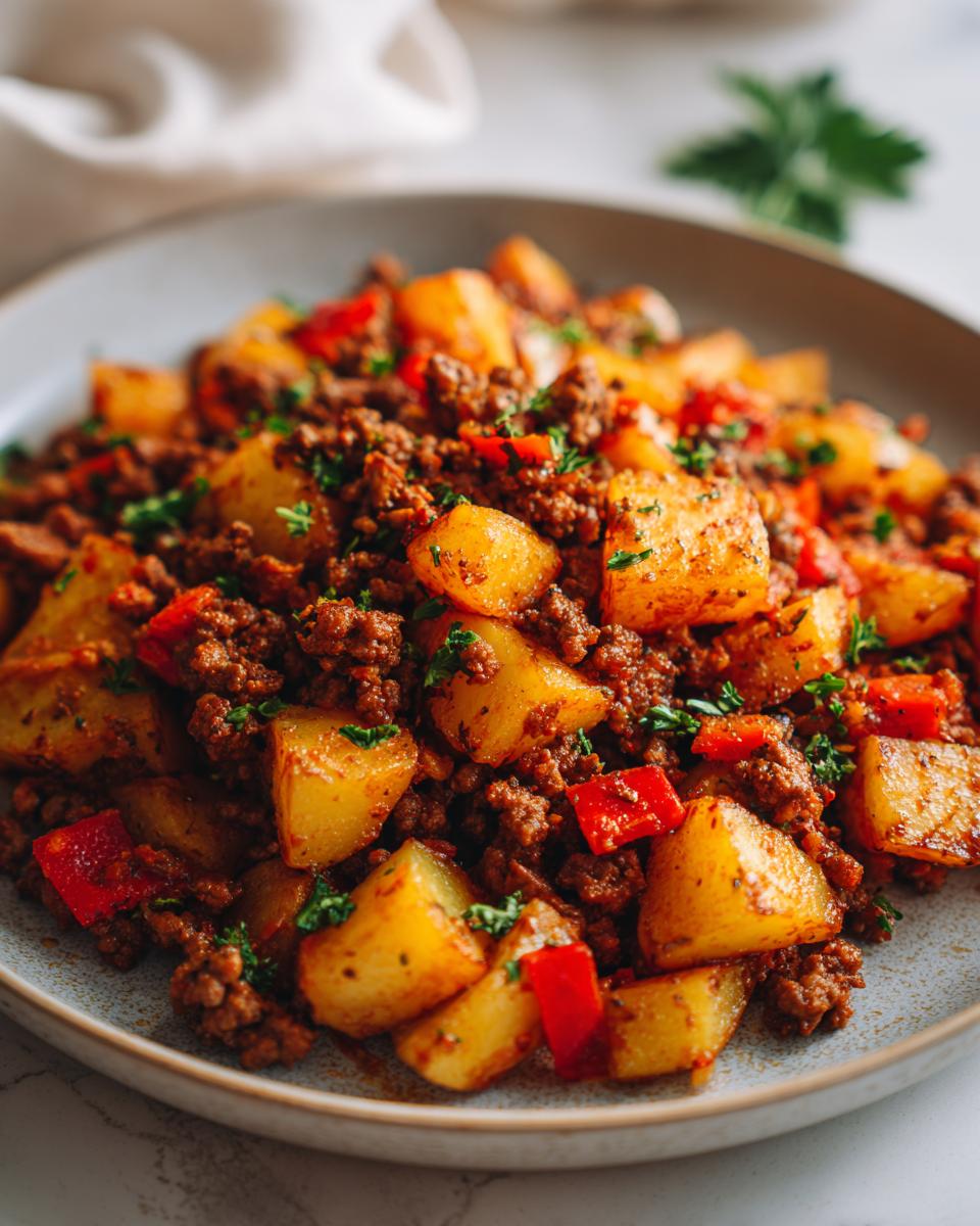 Herzhafte Kartoffelpfanne mit Hackfleisch: 45 Min