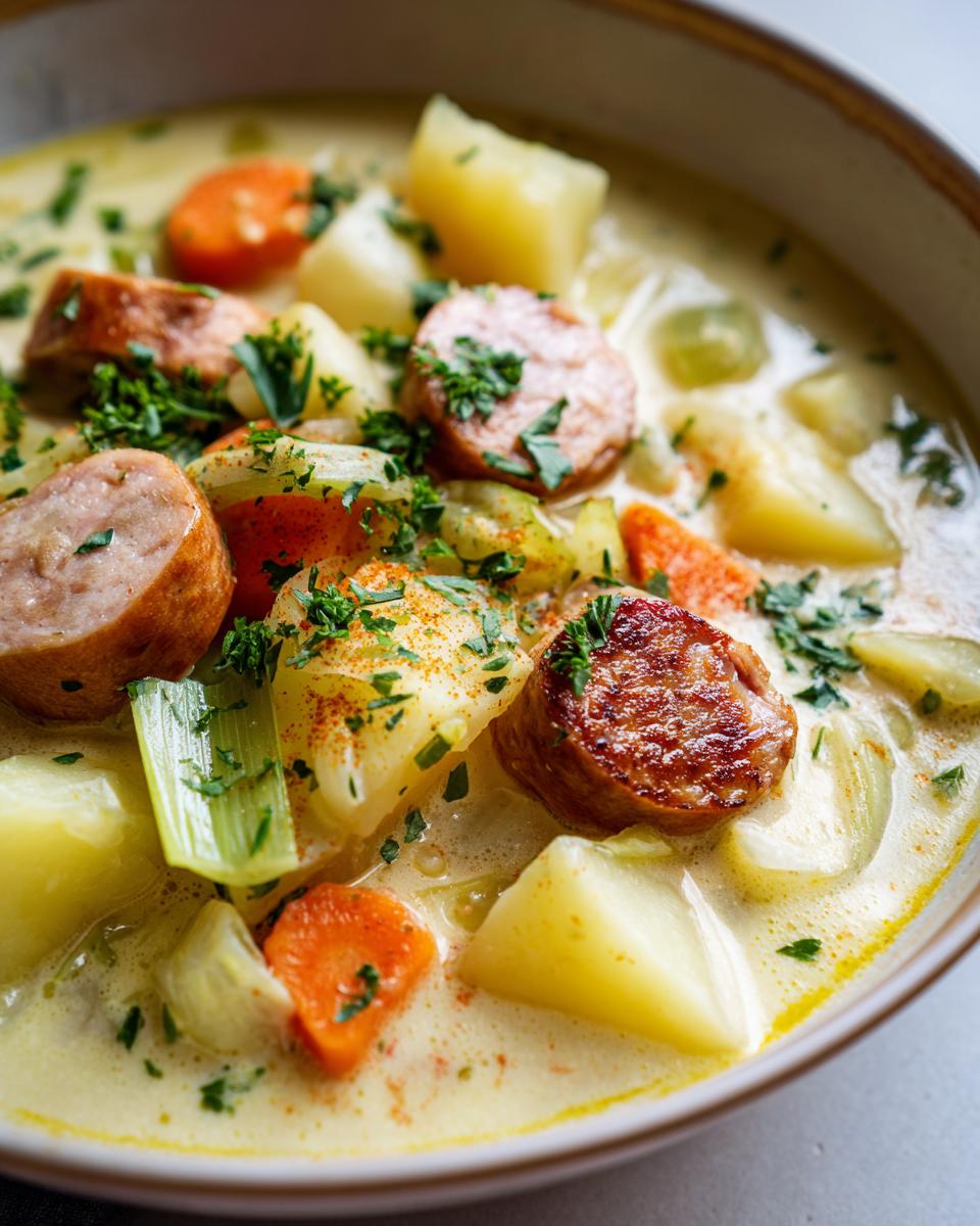 Herzhafte Kartoffelsuppe mit Würstchen in 30 Min