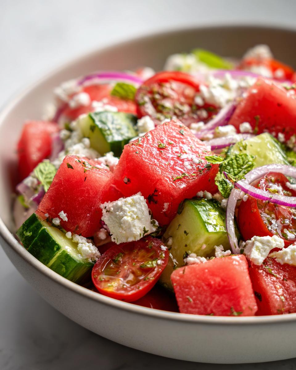 Schneller Melonen Feta Salat: 15 Min Genuss
