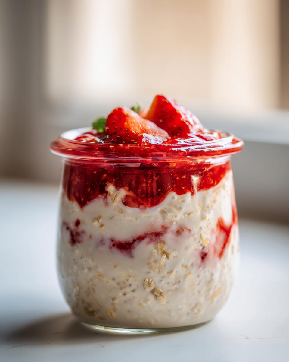 Traumhafte Overnight Oats Erdbeer Rhabarber 4 Std