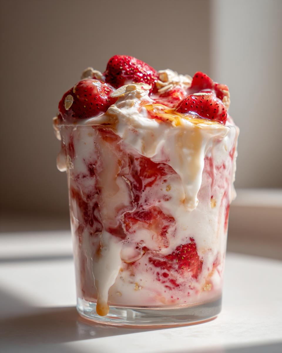 Schnelles Protein Erdbeer Joghurt mit Haferflocken