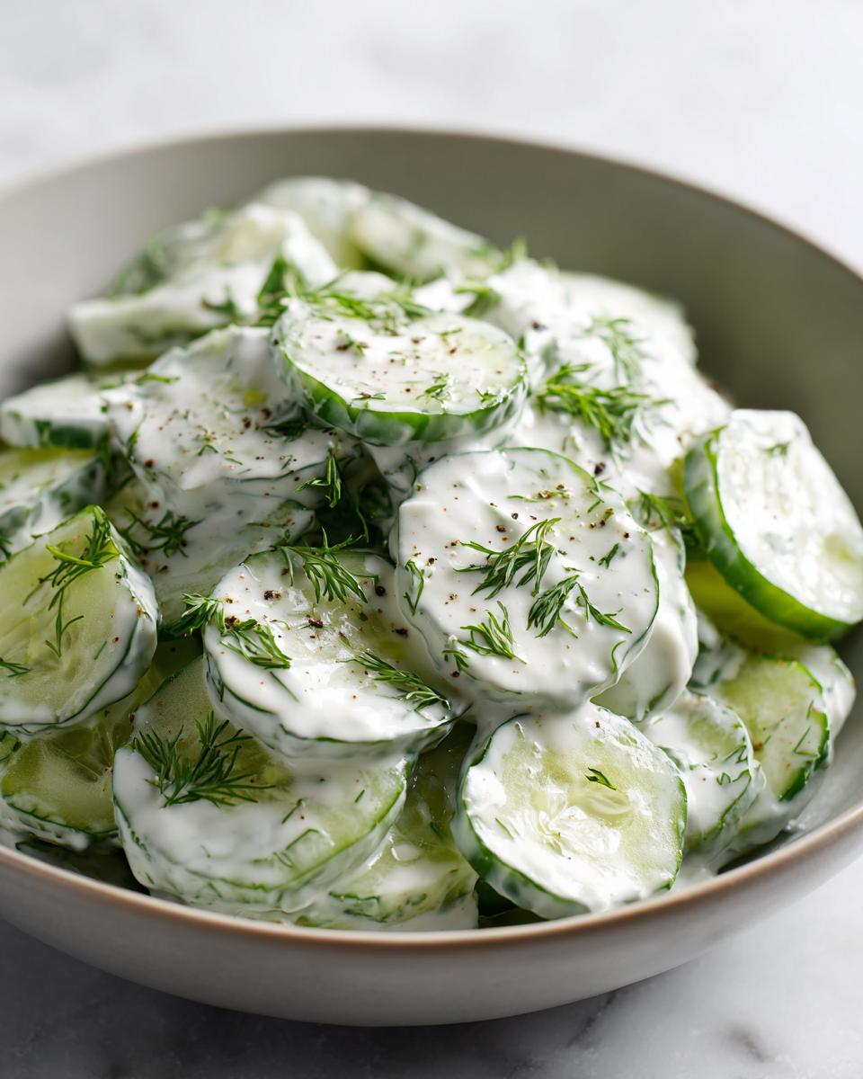 Blitzschneller Cremiger Gurkensalat mit Sahne in 15 Min