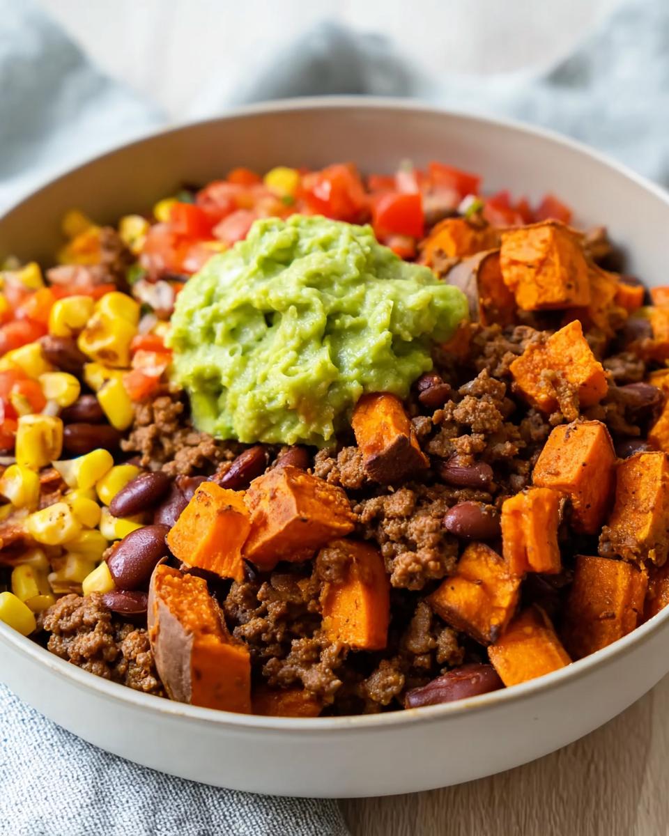Schnelle Süßkartoffel Burrito Bowl in 35 Min